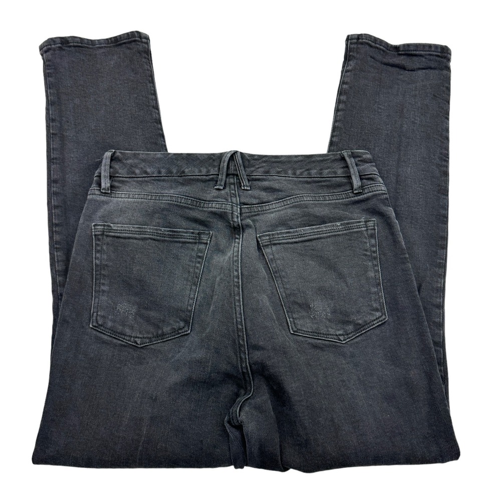 Good American Waist High Rise Skinny Jeans Womens 8/29 Black Stretch Distressed